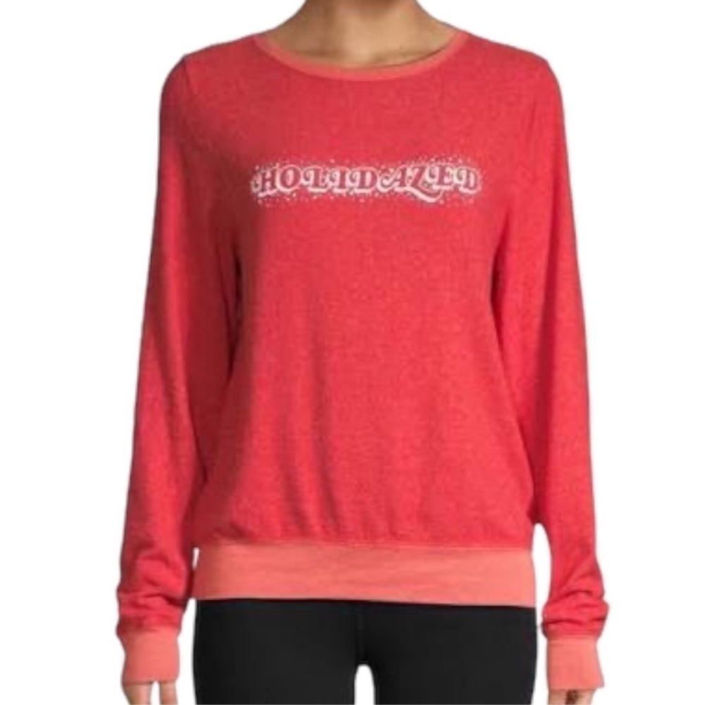 Wildfox NWT Red Holidazed Baggy Beach Jumper Long Sleeve Relaxed Fit Top M